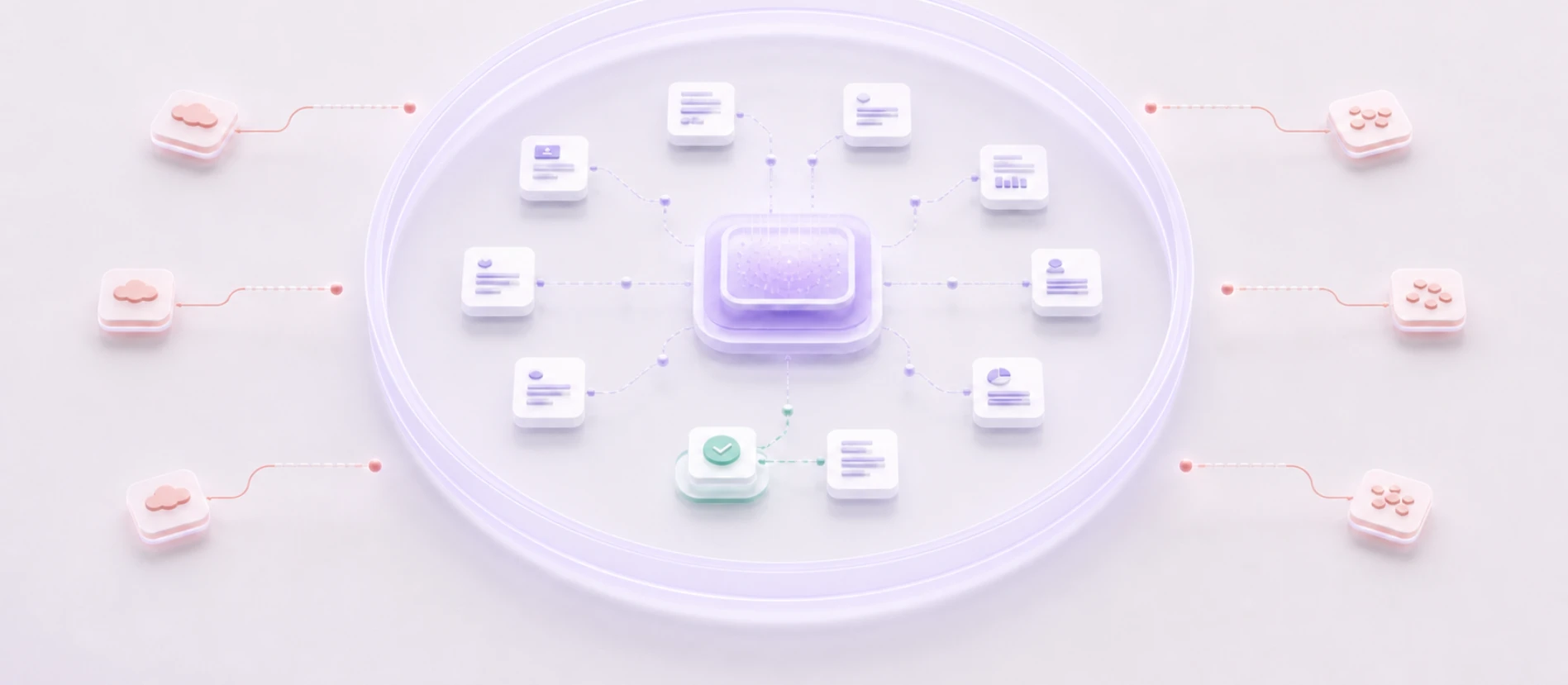 Sensitive documents moving through a protected private AI boundary into approved work