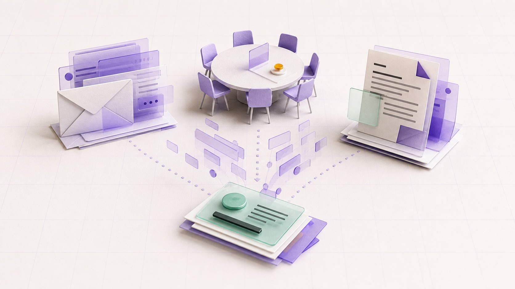 Email, meeting, and document context converging into one prepared work item